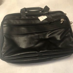 Genuine black leather briefcase/ laptop case